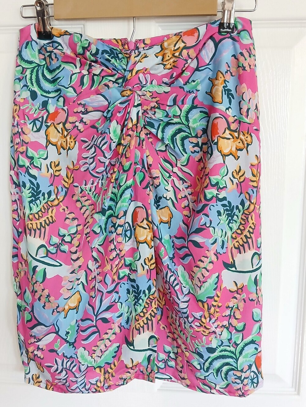 J McLaughlin Blakely Tropical Print Twist-Front Skirt Resortwear Cruise Beach